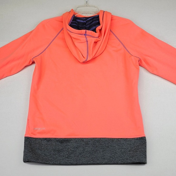 Nike Therma FIT Hoodie Women's Medium Neon Coral w Purple Swoosh Athletic - Picture 3 of 8